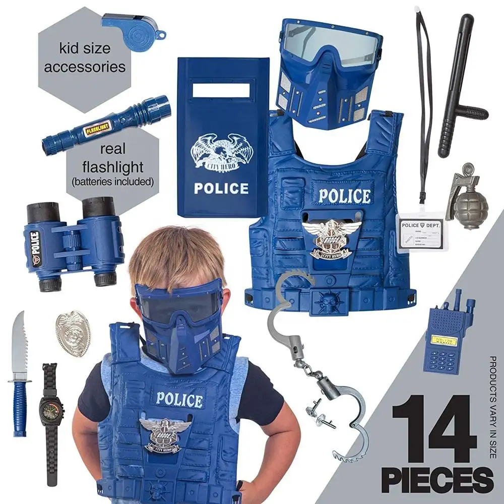 Enfants jeu de rôle policier 14 pièces enfants en plastique Police pistolet jouet ensemble semblant école jouer ensemble