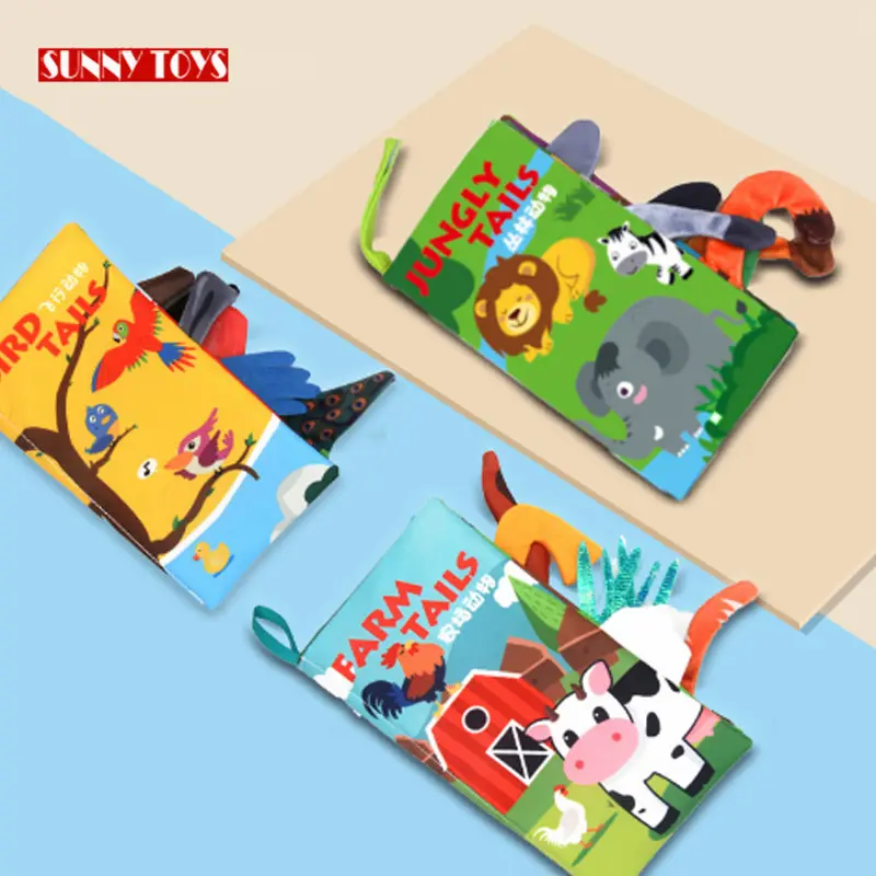 Baby massaggiagengive toy 3d soft animal baby book effetto sonoro educazione precoce animal cloth book for children