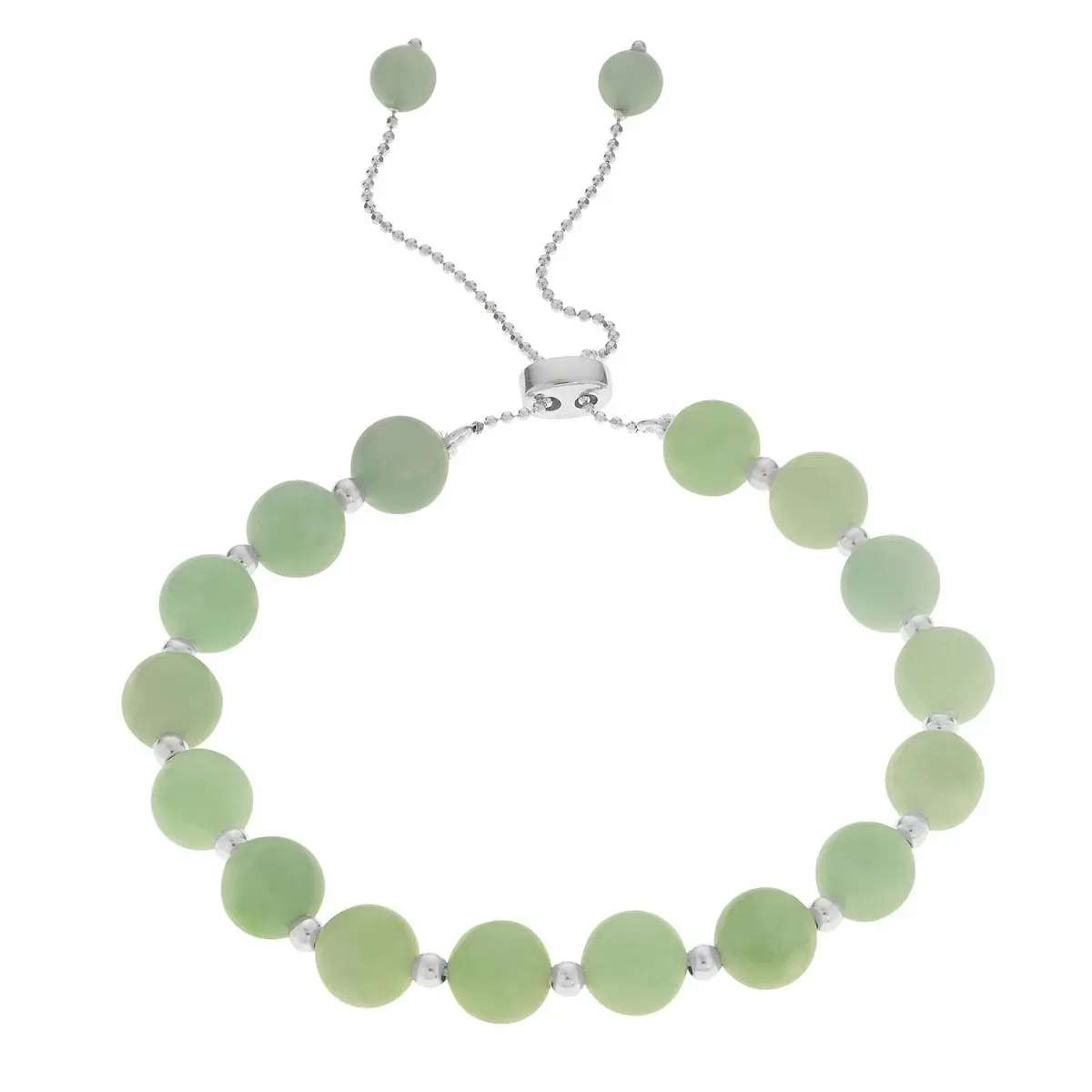 duyizhao Silver Stretch Big Beads Bracelets Jade Bead handmade Bracelet Natural Stones green jade bracelet