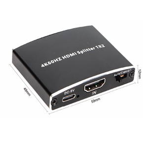 SYONG <strong>Splitter</strong> HDMI 1x2 <strong>1</strong> in <strong>2</strong> Out 4k@60Hz HDMI Audio <strong>Output</strong> EDID for Dual Monitors Duplicate Mirror Screen