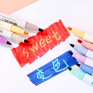 Marcador creativo para estudiantes, resaltador mágico de doble punta que cambia de color con 6/12 colores, recién llegado - Product Image 3