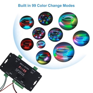 SP201E DMX至SPI控制器解码器5通道DMX512 RGB WW解码器发光二极管控制器，用于DC5-24V可寻址像素灯带