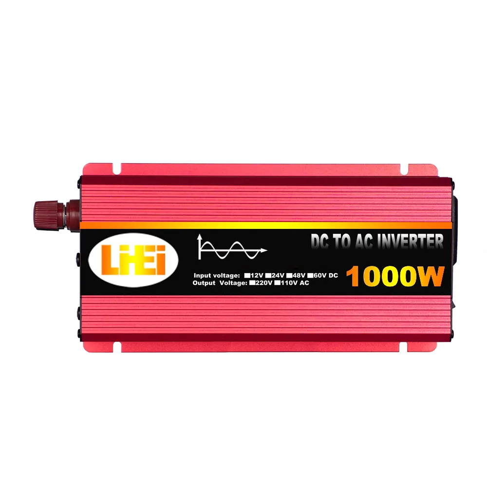 12 V 12 voltios a 220 voltios 1000 vatios DC a AC inversor de potencia de onda sinusoidal pura 500 W nominal 1500 W onda pura 1500 vatios