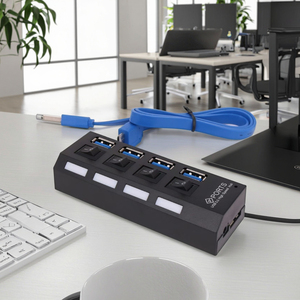 4端口USB 3.0充电集线器独立电源开关5gbps分路器扩展多功能USB 30集线器30独立库存 - Product Image 1