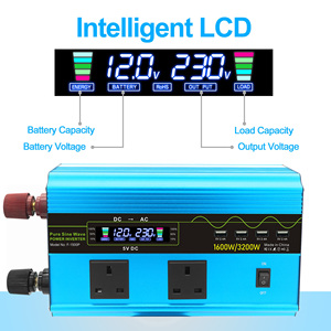 1600w 3200w <strong>DC</strong> 12V to <strong>AC</strong> 220v LCD Display Remote Control Pure Sine Wave <strong>Power</strong> Inverter Charger - Product Image 4