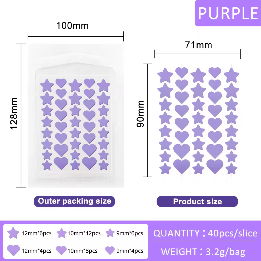Morado sin caja exterior, 40 pegatinas/paquete