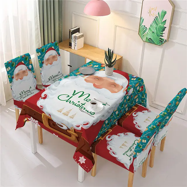 Christmas Tablecloth and Chair Cover Decoration Elastic One-piece Chair Cover Waterproof Tablecloth Customizable Pattern