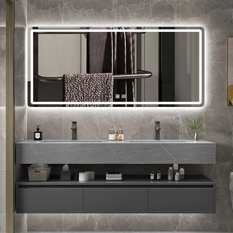 Armario de tocador de baño de color blanco y negro, moderno, montaje en pared, nuevo diseño