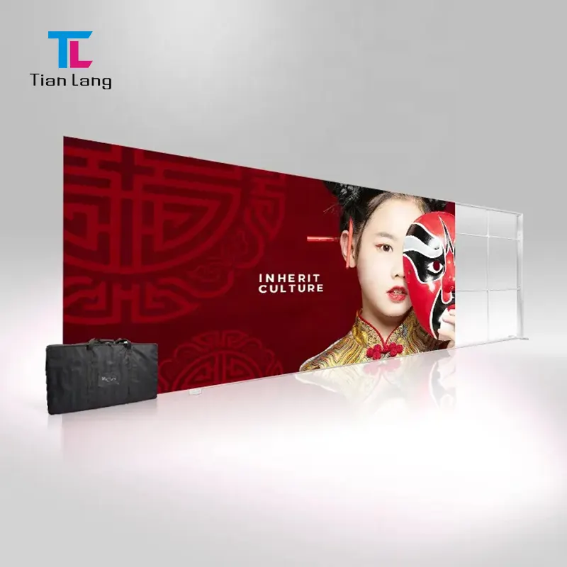 Trong nhà Backlit triển lãm thương mại hiển thị bức tường chiếu sáng seg xách tay backwall LED quảng cáo hộp đèn vải