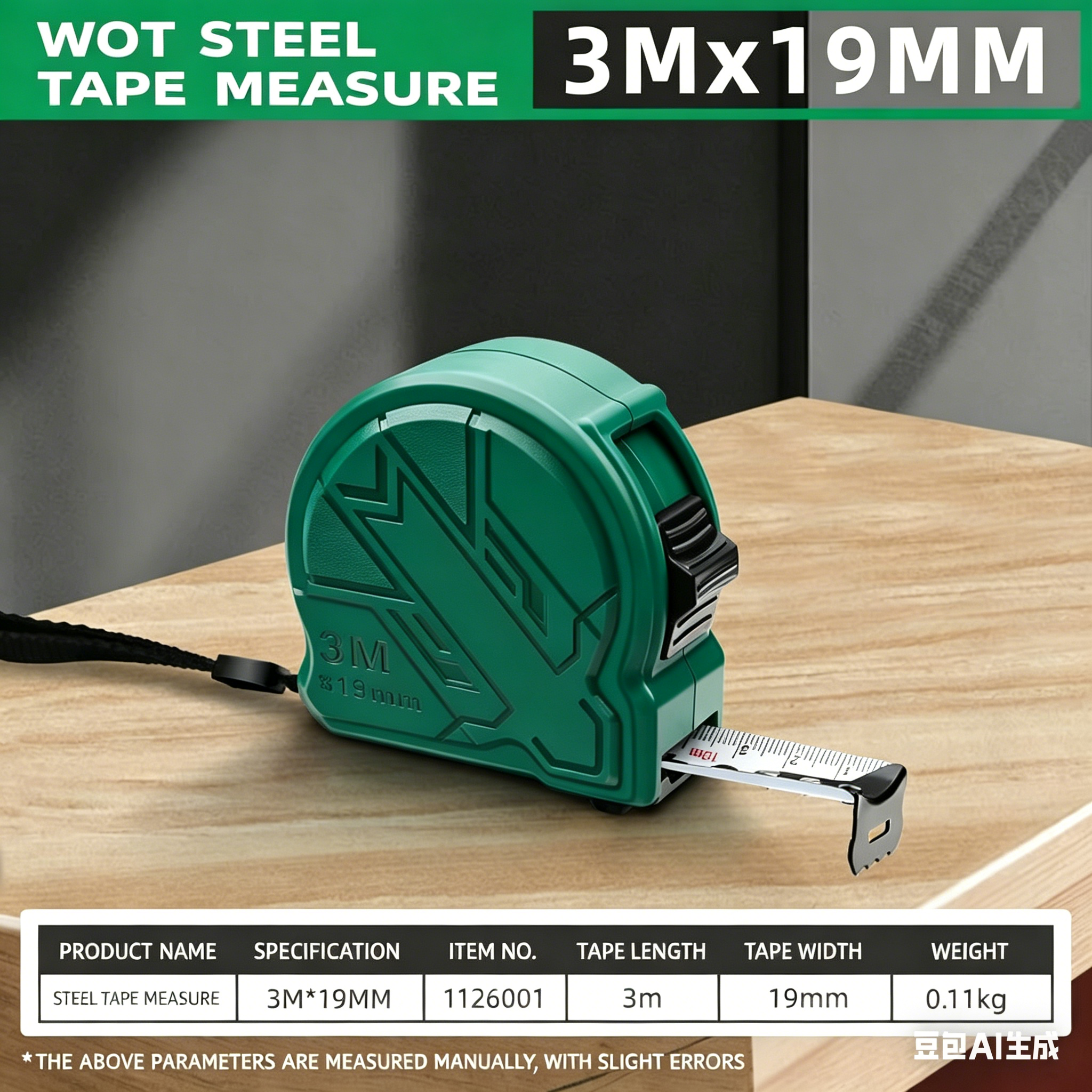 Mètre ruban en acier 3m * 19mm