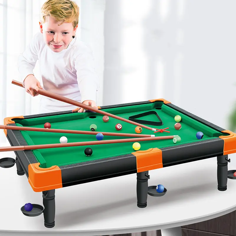 Simulazione di giochi da tavolo per bambini al coperto all'ingrosso di alta qualità doppio tavolo da gioco da biliardo floccaggio biliardo giocattoli da tavolo sportivi