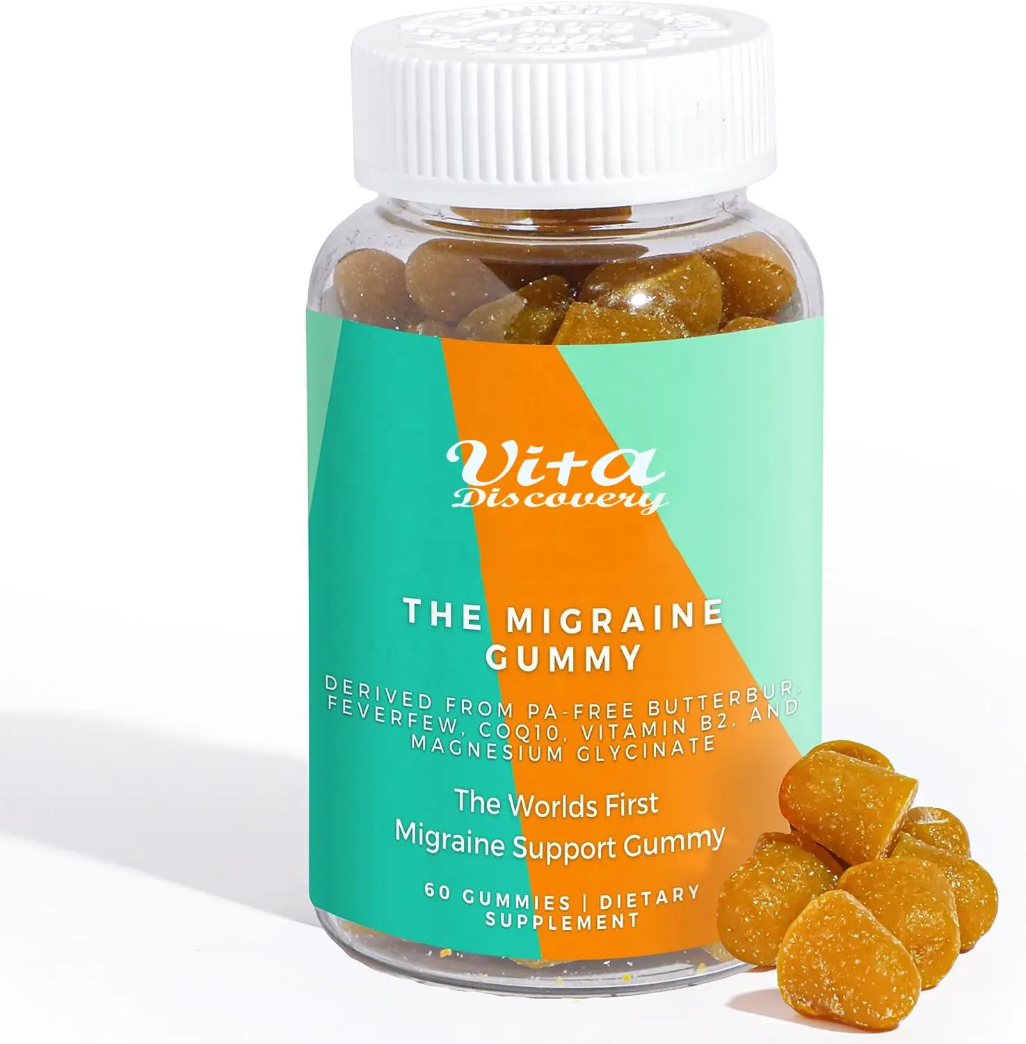 Enxaqueca Gummies Primeira Enxaqueca do mundo e Prevenção Dor de Cabeça Gummies com Magnésio Glicinato e Coq10