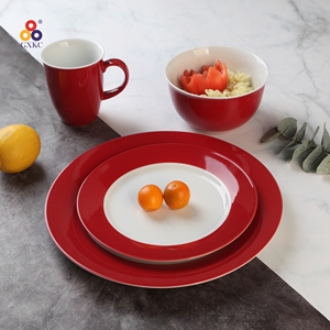 Özel sanhuan kırmızı düz renk çin sofra porselen sofra setleri - Product Image 2