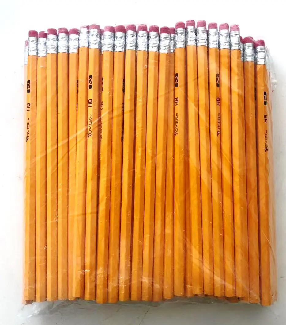 Matita gialla con gomma sulla parte superiore No.2 HB matita per schizzi con gomma rossa