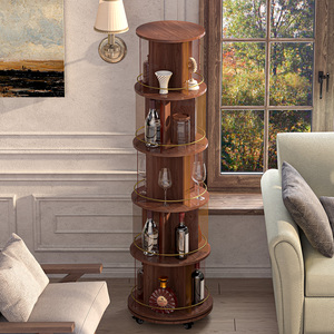 Custom moderna libreria girevole <span class=keywords><strong>in</strong></span> legno aperta Mobile 6 livelli di alta libreria con ruote per casa ufficio soggiorno camera da letto - Product Image 5