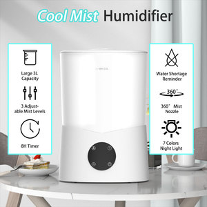 家庭用加湿器ポータブルトップ充填カラフルライト付きエッセンシャルオイルディフューザー湿度制御 - Product Image 3
