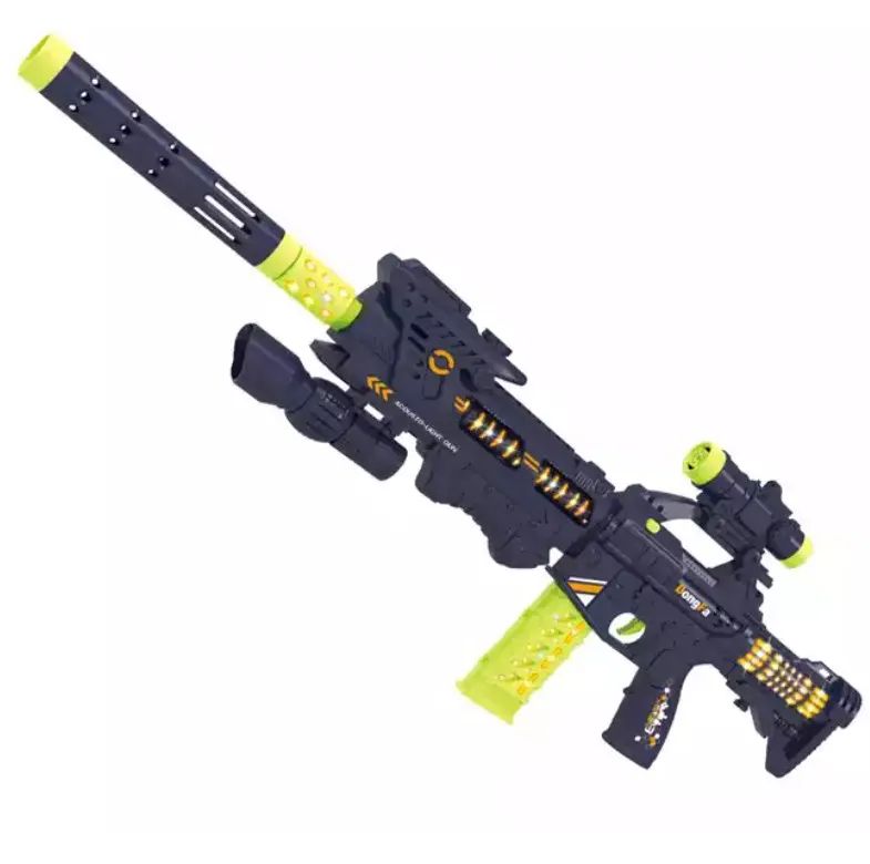 Pistola eléctrica de juguete para niños, juguete de luces geniales grandes de 70cm, con sonido de fuego, de plástico, militar, B/o