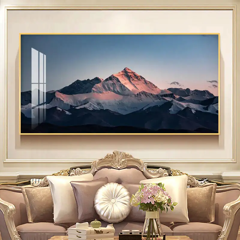 Pintura de paisaje simple, pared moderna abstracta, decoración de sala de estar de artista, pared de cristal, pintura de porcelana de cristal