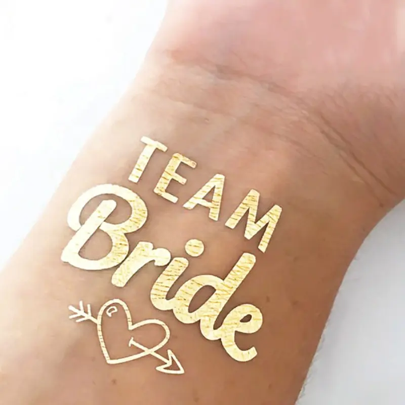 Personalizado equipo novia diseños oro cuerpo metálico tatuaje temporal pegatina