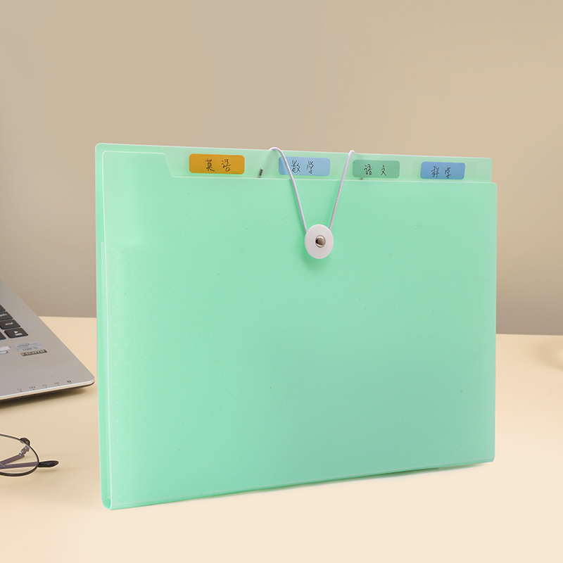 Green-8-pocket accordion bag