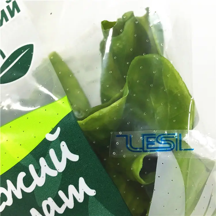 Misura Ha Stampato di Plastica micro perforato Sacchetto di Imballaggio di verdure con Logo