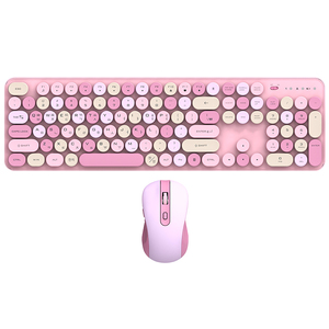 Combo de ratón con teclado de oficina inalámbrico Retro de 104 teclas, conexión USB de 2,4G, bonita máquina de escribir colorida para juegos - Product Image 2