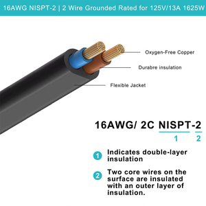 Polarize olmayan konektör Ac 2 Pin Spt-1 Spt-2 Nispt güç kablosu abd 2Pin Nema 115P kablosu - Product Image 5