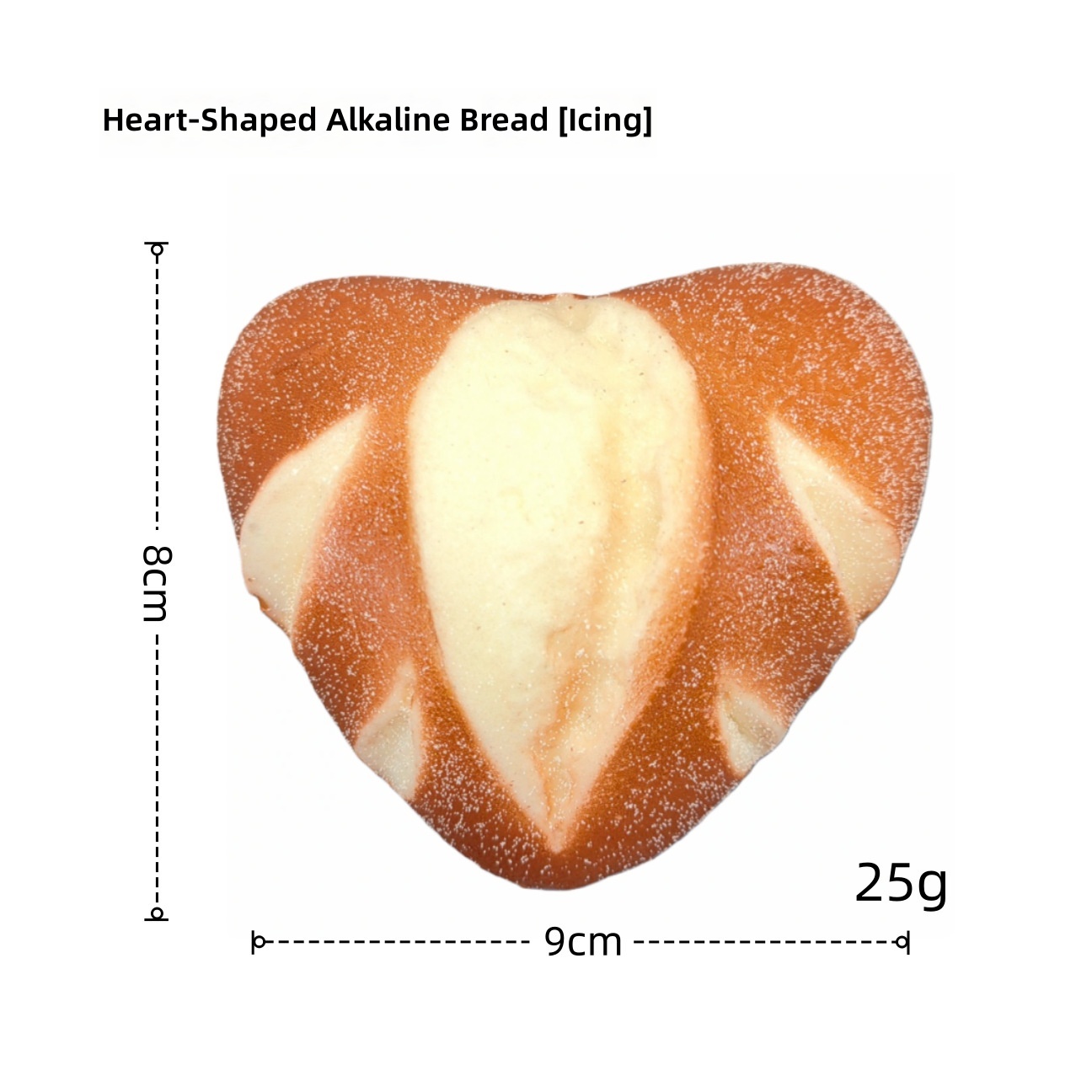 Glaseado alcalino para pan en forma de corazón