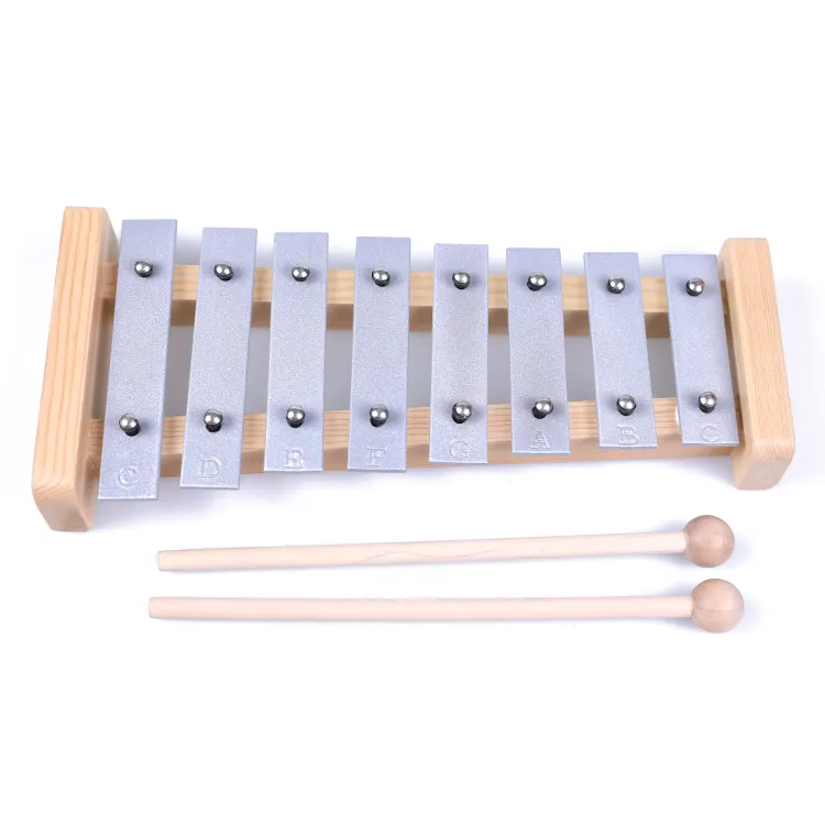 Educación Niño de madera xilófono piano 8 notas 8 tonos percusión instrumento musical juguete para bebé