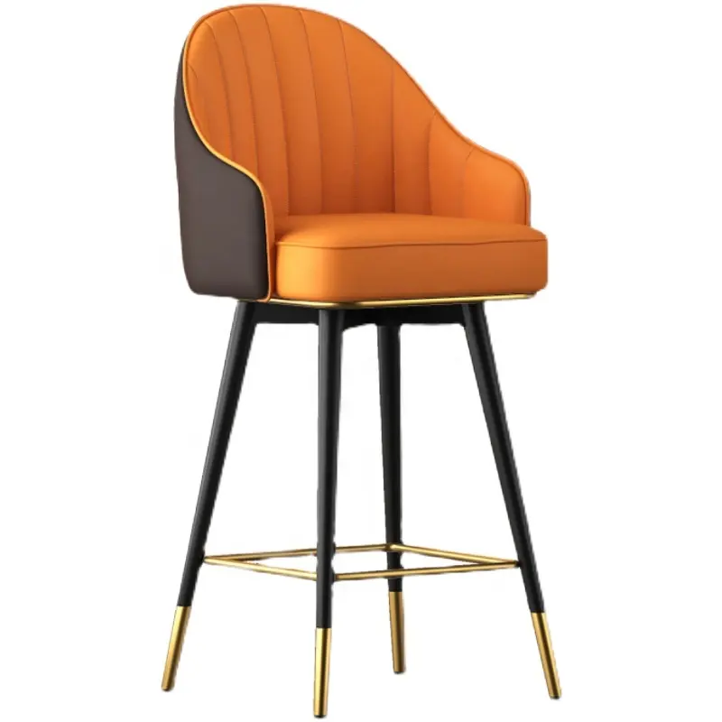 Chaise de bar de luxe moderne et minimaliste, dossier pivotant, accoudoir, tabouret haut