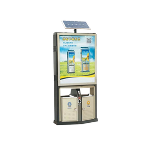 City Street Smart Sorting Contenedores de basura de 2 compartimentos Energía solar Doble desplazamiento Publicidad Caja de luz LED Cubo de basura
