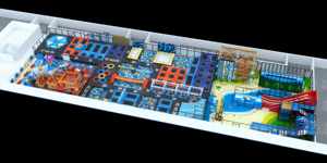 Công viên bạt lò xo trong nhà theo chủ đề không gian rộng lớn với lâu đài phiêu lưu đa cấp, khóa học Ninja & trượt tuyết khô - Product Image 2