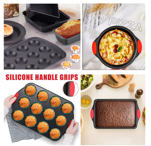 Nonstick Bakeware Set - 7 Piece Oven Bakeware With Cookie Sheet, Cake Pan, Loaf Pan, Muffin Pan, Roaster, Cooling Rack - Product Image 6