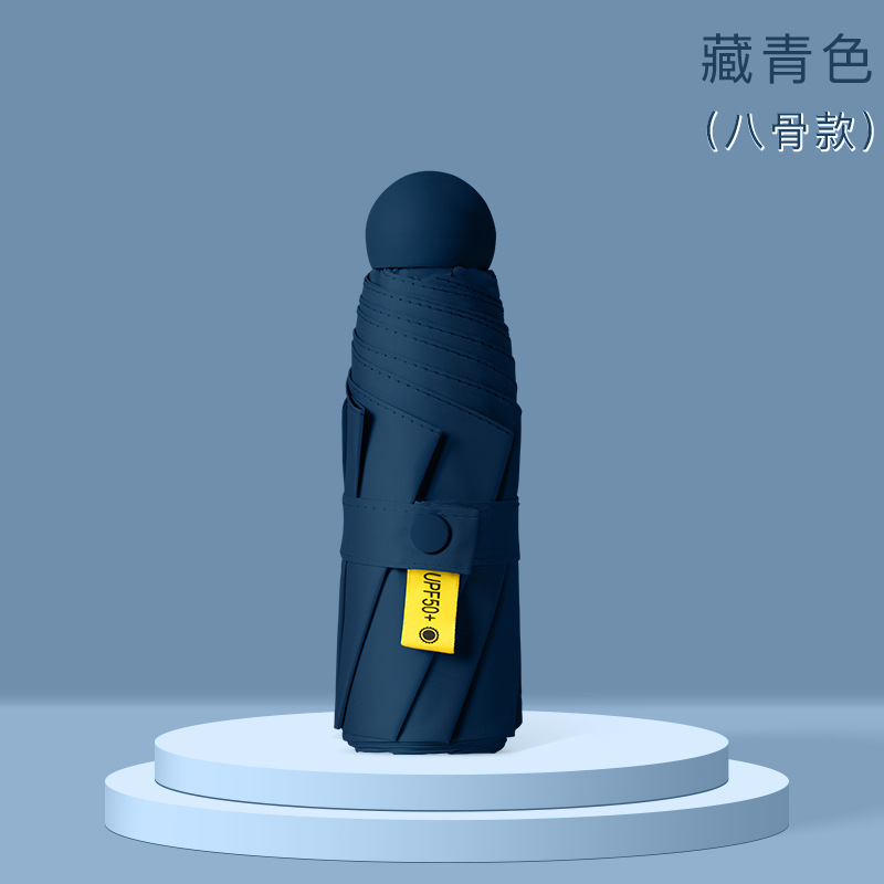 8-ribbed navy blue (single umbrella) semi-shading