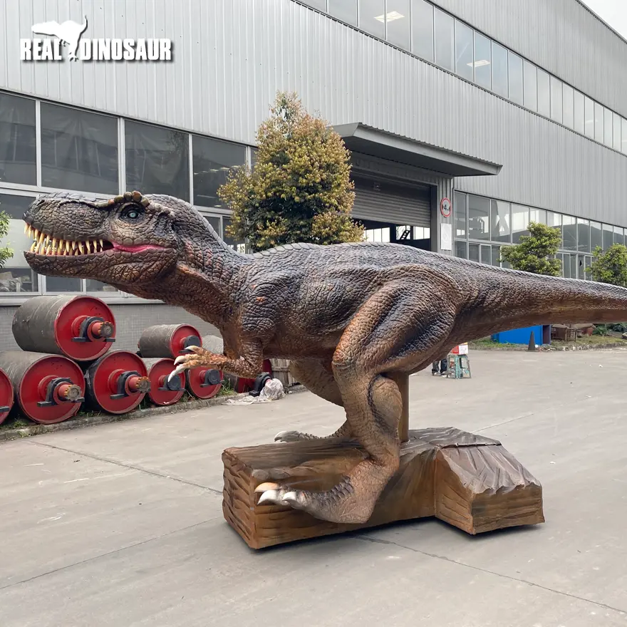 Équipement de parc d'attractions taille de vie, dinosaure dessin-animé t-rex, marche
