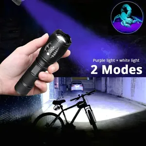 デュアルUV懐中電灯2-in-1パープルホワイトズーム可能トーチT6 LED光源アルミニウム合金エージェント検出用スコーピオンハンティング - Product Image 4