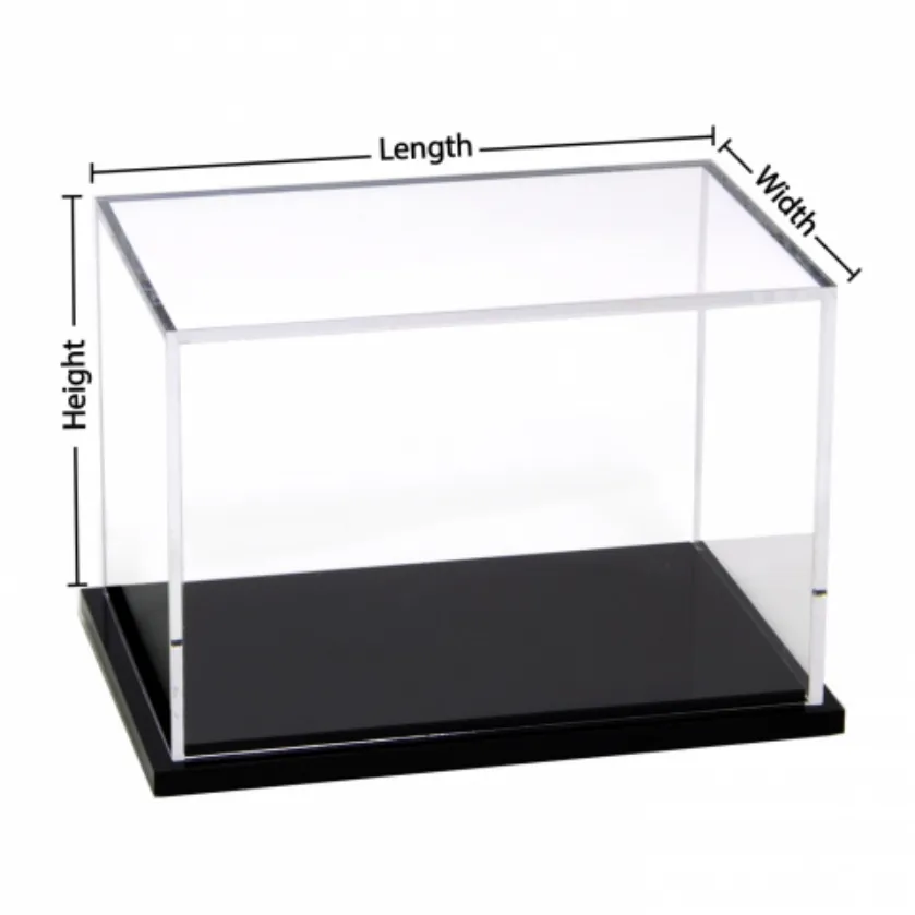 Simple Self-Assembly Clear Acrylic Display Case Dustproof Showcase Acrylic Box with Matte Black Base Save Shipping Costs