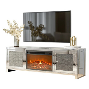 Hiện đại nhà nhân đôi phương tiện truyền thông giao diện điều khiển nhân đôi TV đứng cho TV lên đến 55 "với Lò sưởi bao gồm - Product Image 6