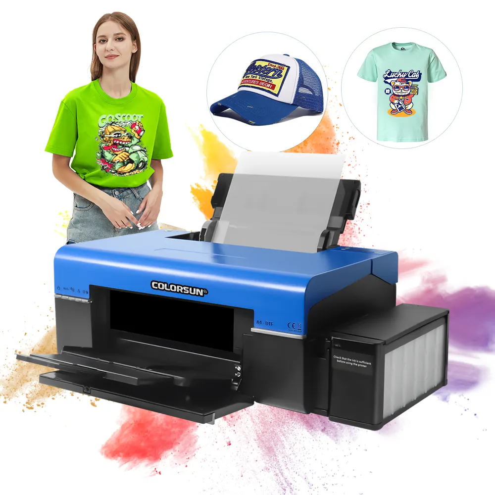 Colorsun alta estabilidade único L805 impressão cabeça t-shirt roupas inkjet mesa máquina de impressão para uso próprio A4 DTF impressora