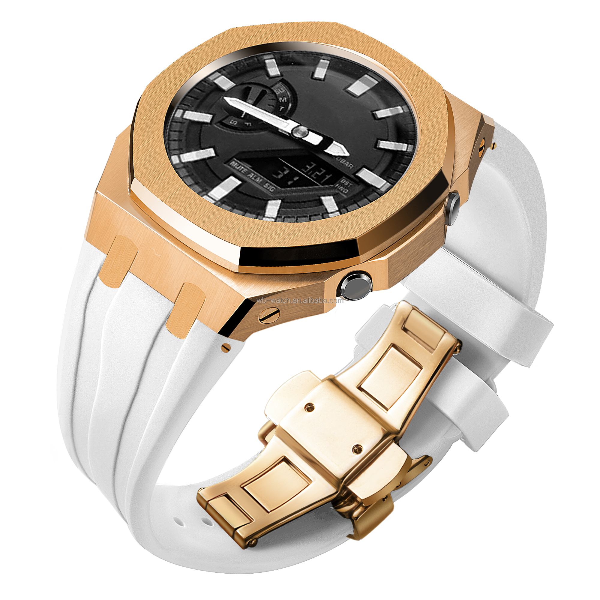 Rose Gold Case+White Band