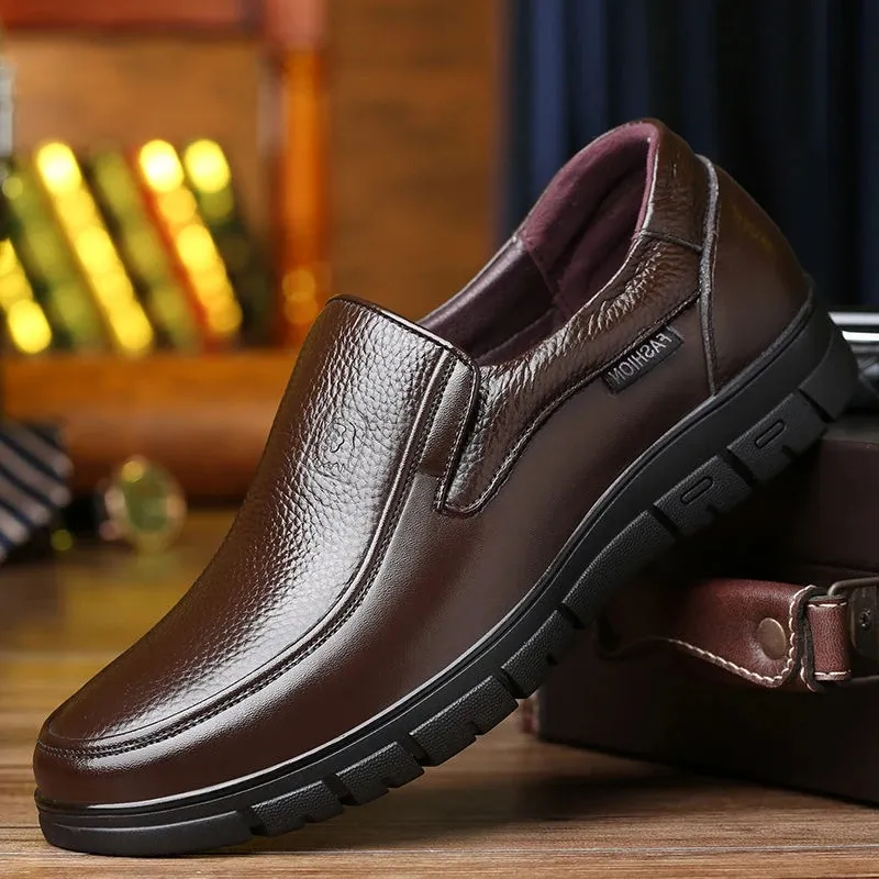 Sapatilhas de couro genuíno masculinas, sapatos casuais artesanais da plataforma, para caminhada, áreas externas, respirável