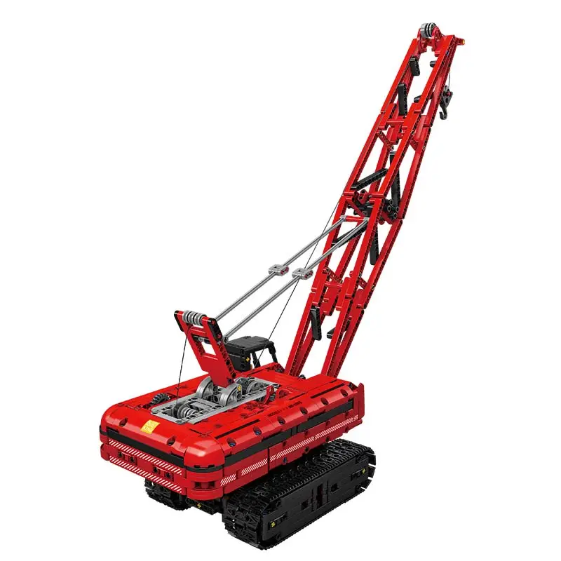 Mould King 15070, modelo de juguetes, aplicación de ingeniería, RC MK, grúa sobre orugas, grúa excavadora grande roja y modelo de bloques de construcción Se