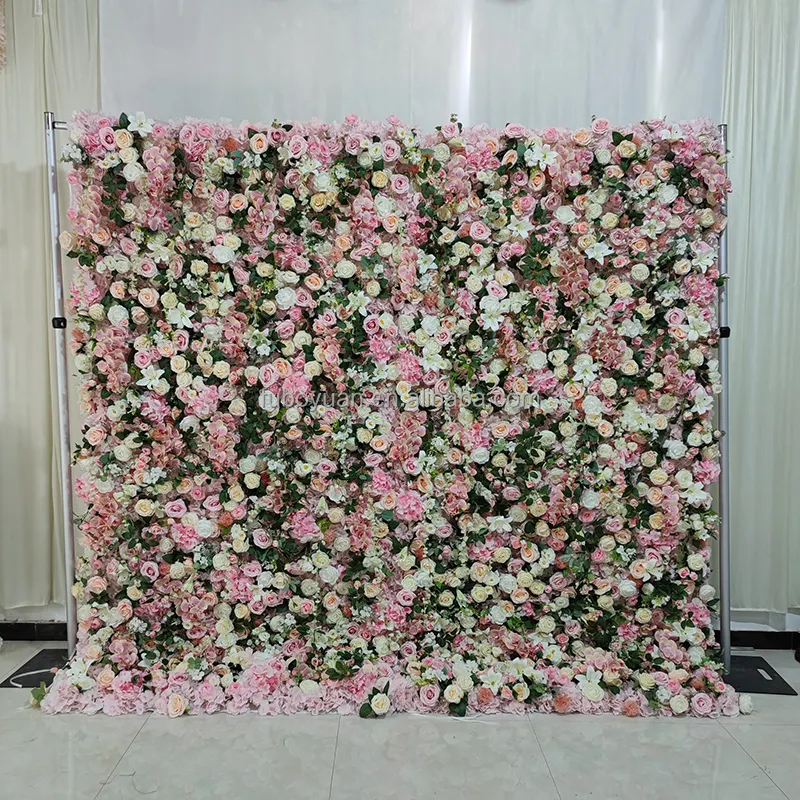 E07544 مخصص الزفاف محاكاة البلاستيك السحلية وردة من الحرير جدار خلفية لوحة جدار زهر صناعي للمنزل حزب ديكور