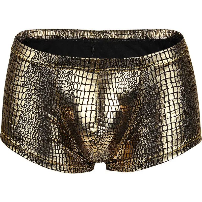 imitation snake leather fabric mens boxers underwear with pouch Chinese manufacturer