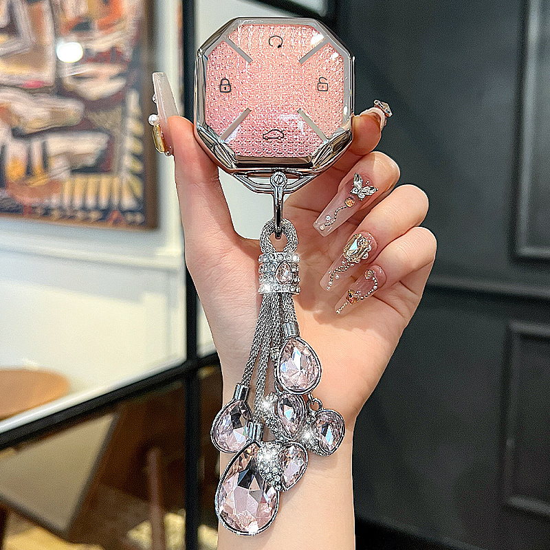 Porte-clés rose + cristal