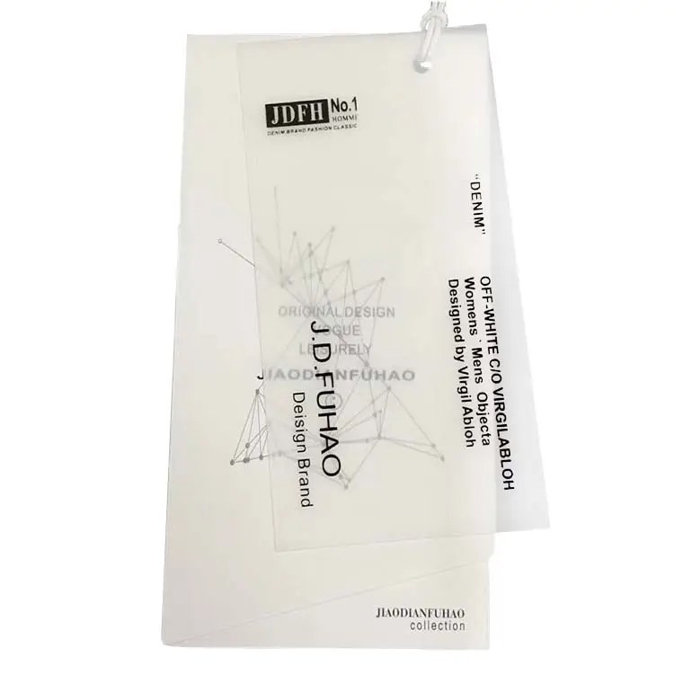 Etiquetas colgantes de PVC transparente con logotipo impreso para ropa