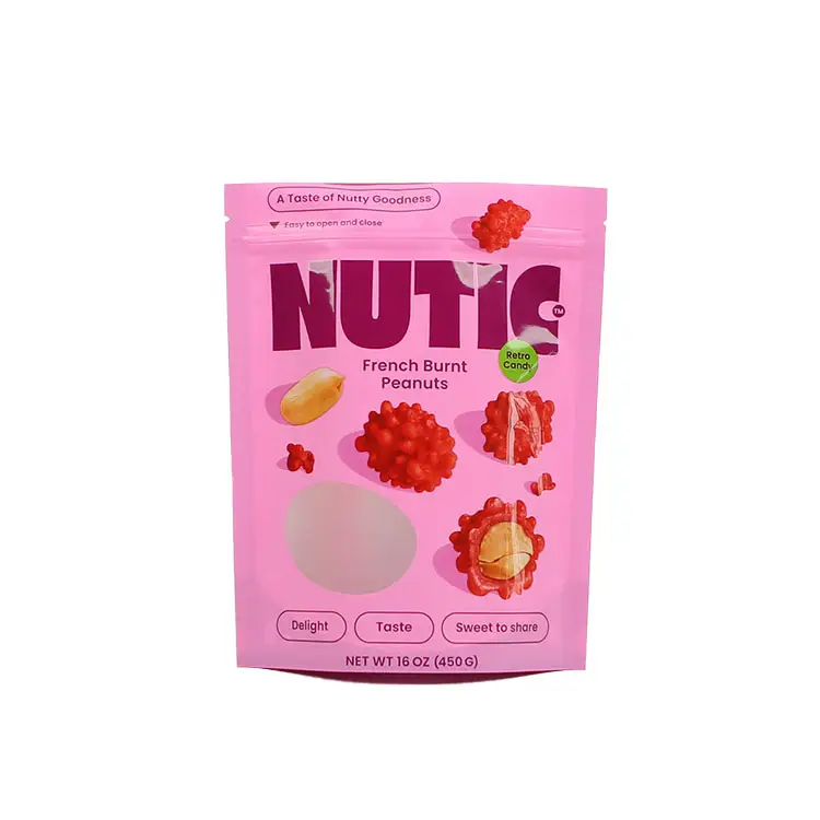 Sachet d'emballage en plastique pour noix de cajou, fruits secs, arachides, noix, sachets d'emballage pour noix séchées, amandes grillées