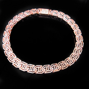 Moda takı 16mm geniş AAA Rhinestone 16mm H mektup altın küba Link zinciri Hip Hop paslanmaz çelik kolye - Product Image 6