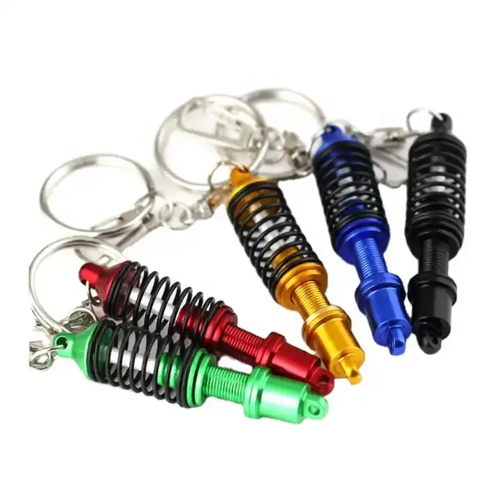 Creative Hot Auto Part Model Coilover Adjustable Spring Shock Absorber Keychain Keyring Auto Parts Metal 3D KeyChain Ring Keyfob
