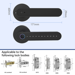 Kasman nguồn giá thông minh cửa xử lý Nhà cung cấp Euro Lỗ mộng màu đen đơn giản Mini TT vân tay cổng khóa cho cửa - Product Image 5